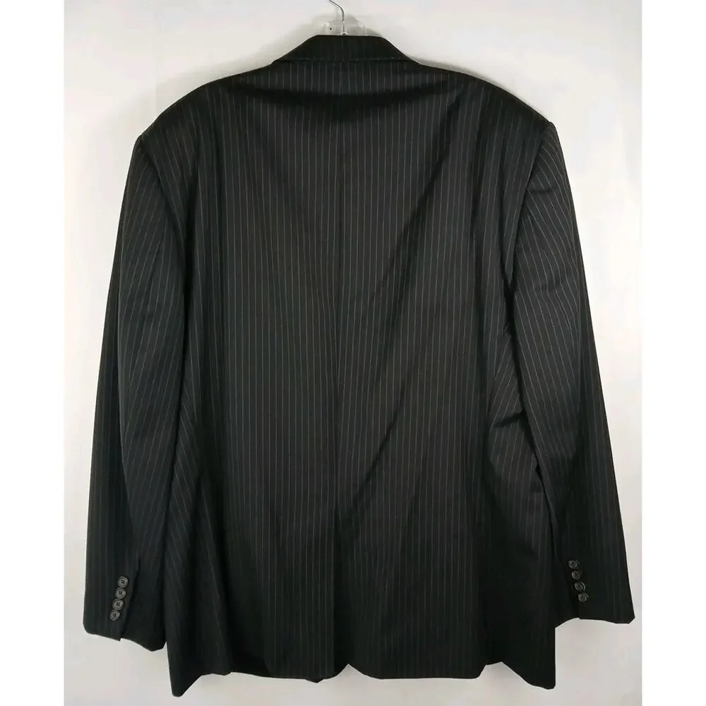 Ralph Lauren Pinstripe Wool Suit Blazer & Pants Blk Sz 48R 38Wx 32L 69456/90736